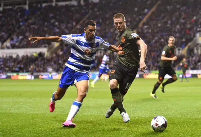Framed Print : Battle for the Ball: McCarthy vs. Blackman in Everton's Capital One Cup Clash at Reading Framed Print : Battle for the Ball: McCarthy vs. Blackman in Everton's Capital One Cup Clash at Reading