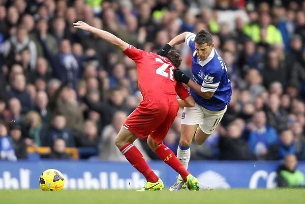 A Battle for the Ball: Mirallas vs. Lucas at Goodison Park - Everton vs. Liverpool (3-3, Barclays Premier League)