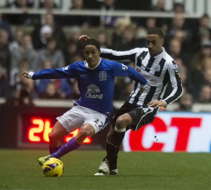 Framed Print : Battle for the Ball: Perch vs. Pienaar in Intense Newcastle-Everton Rivalry (2-1 in Favor of Everton, St. James Park, 02-01-2013) Framed Print : Battle for the Ball: Perch vs. Pienaar in Intense Newcastle-Everton Rivalry (2-1 in Favor of Everton, St. James Park, 02-01-2013)