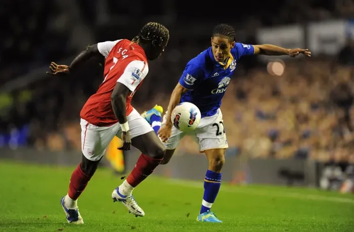 Framed Print : Battle for the Ball: Pienaar vs. Sagna - Everton vs. Arsenal Rivalry in the Premier League (21 March 2012)