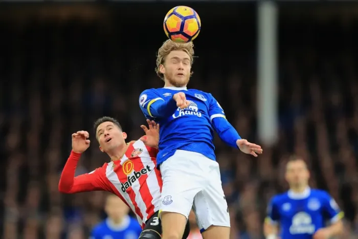 Framed Print : Battle for the Ball: Tom Davies vs Bryan Oviedo at Goodison Park Framed Print : Battle for the Ball: Tom Davies vs Bryan Oviedo at Goodison Park