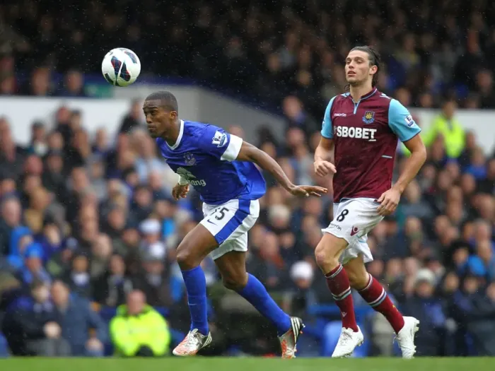 Framed Print : Battle at Goodison Park: Distin vs. Carroll - Everton vs. West Ham United (12-05-2013) Framed Print : Battle at Goodison Park: Distin vs. Carroll - Everton vs. West Ham United (12-05-2013)