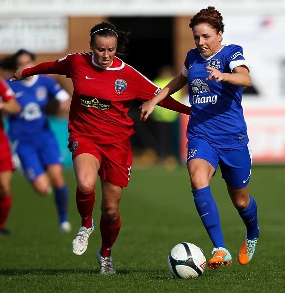 Battle for Possession: Alex Greenwood vs. Natasha Harding in the FA WSL Clash between Everton Ladies and Bristol Academy Women (October 7, 2012)