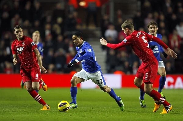 Battle for Possession: Pienaar's Tussle with Hooiveld and Schneiderlin - Everton vs Southampton (0-0, January 2013)