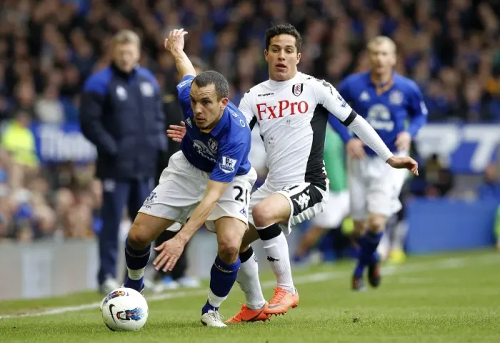 Framed Print : A Battle for Supremacy: Osman vs. Frei - Everton vs. Fulham Rivalry (Barclays Premier League, Goodison Park, 28 April 2012)
