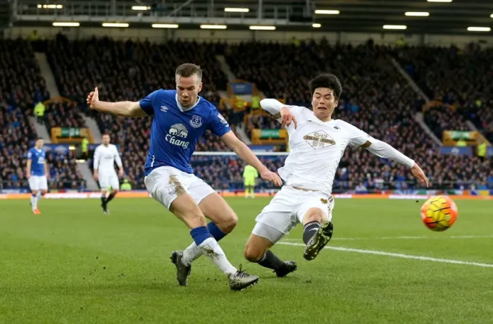Framed Print : Battleground Goodison: Oviedo vs. Ki Sung-yueng - Everton vs. Swansea City Premier League Showdown