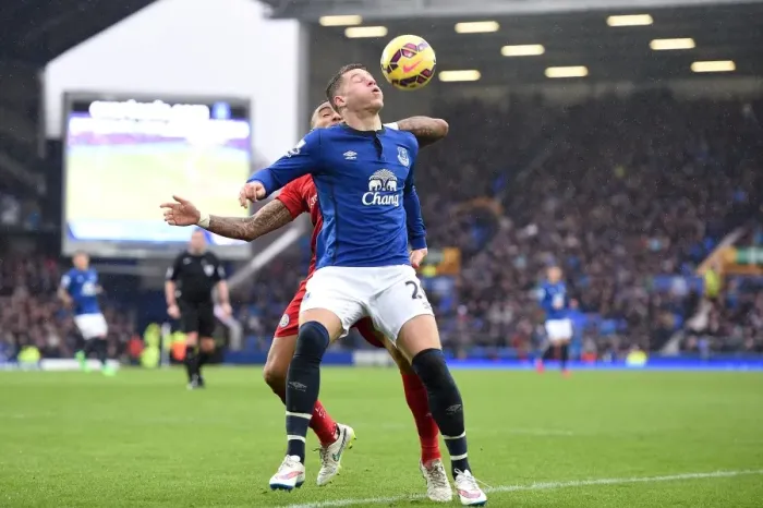 Framed Print : Battleground Goodison: Ross Barkley vs. Danny Simpson - Everton vs. Leicester City Premier League Showdown Framed Print : Battleground Goodison: Ross Barkley vs. Danny Simpson - Everton vs. Leicester City Premier League Showdown