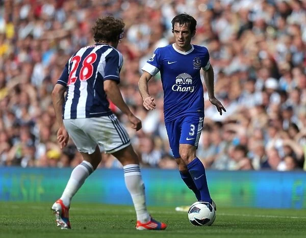 Battling for the Ball: Olsson vs. Baines - Everton vs. West Bromwich Albion, Barclays Premier League, September 1, 2012