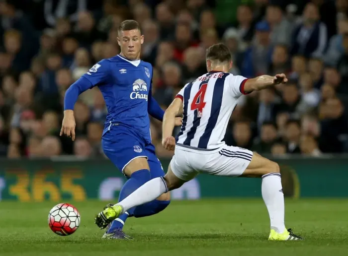 Framed Print : Battling for Control: Ross Barkley vs. James Chester - Everton vs. West Bromwich Albion Framed Print : Battling for Control: Ross Barkley vs. James Chester - Everton vs. West Bromwich Albion