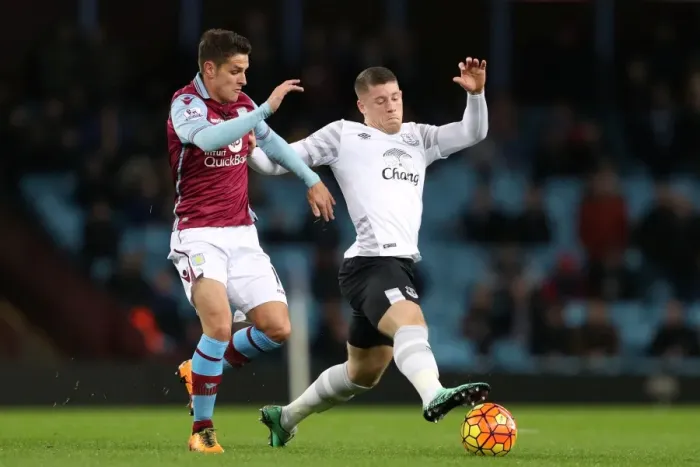 Framed Print : Battling for Control: Ross Barkley vs. Ashley Westwood - Everton vs. Aston Villa, Premier League Framed Print : Battling for Control: Ross Barkley vs. Ashley Westwood - Everton vs. Aston Villa, Premier League