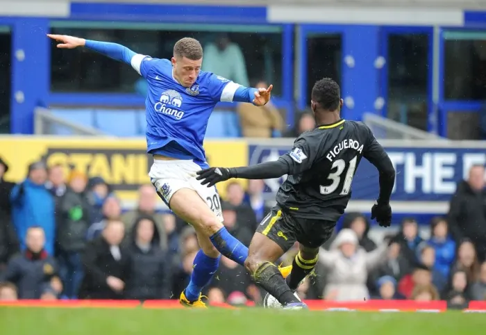 Framed Print : Battling for FA Cup Supremacy: Ross Barkley vs. Maynor Figueroa (Everton vs. Wigan Athletic, Quarterfinals, Goodison Park, 09-03-2013) Framed Print : Battling for FA Cup Supremacy: Ross Barkley vs. Maynor Figueroa (Everton vs. Wigan Athletic, Quarterfinals, Goodison Park, 09-03-2013)