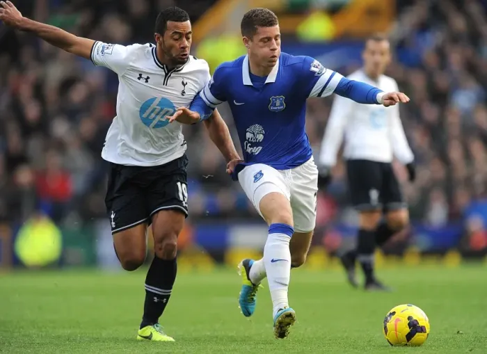Framed Print : Battling Midfielders: A Stalemate Between Ross Barkley and Mousa Dembele at Goodison Park