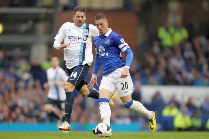 Framed Print : Battling for Supremacy: Ross Barkley vs. Javi Garcia - Everton vs. Manchester City (3-2 in favor of Manchester City, Goodison Park, 03-05-2014) Framed Print : Battling for Supremacy: Ross Barkley vs. Javi Garcia - Everton vs. Manchester City (3-2 in favor of Manchester City, Goodison Park, 03-05-2014)