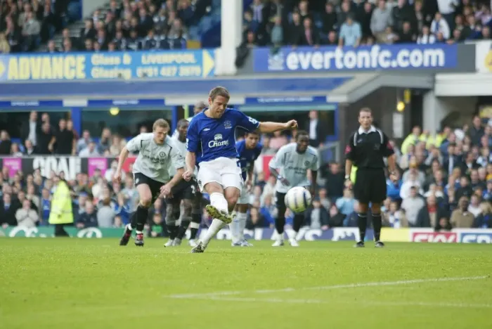 Framed Print : Beattie's Powerful Penalty: Everton Takes the Lead