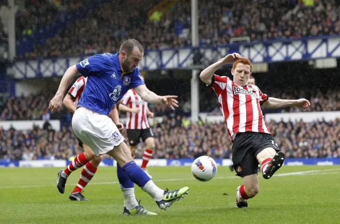 Framed Print : Blocked!: McFadden's Strike Denied by Colback at Goodison Park (Everton vs Sunderland, Barclays Premier League, 2012) Framed Print : Blocked!: McFadden's Strike Denied by Colback at Goodison Park (Everton vs Sunderland, Barclays Premier League, 2012)