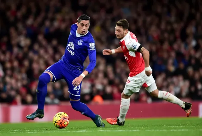 Framed Print : Clash at the Emirates: Funes Mori vs. Ozil - Arsenal vs. Everton, Premier League Showdown Framed Print : Clash at the Emirates: Funes Mori vs. Ozil - Arsenal vs. Everton, Premier League Showdown