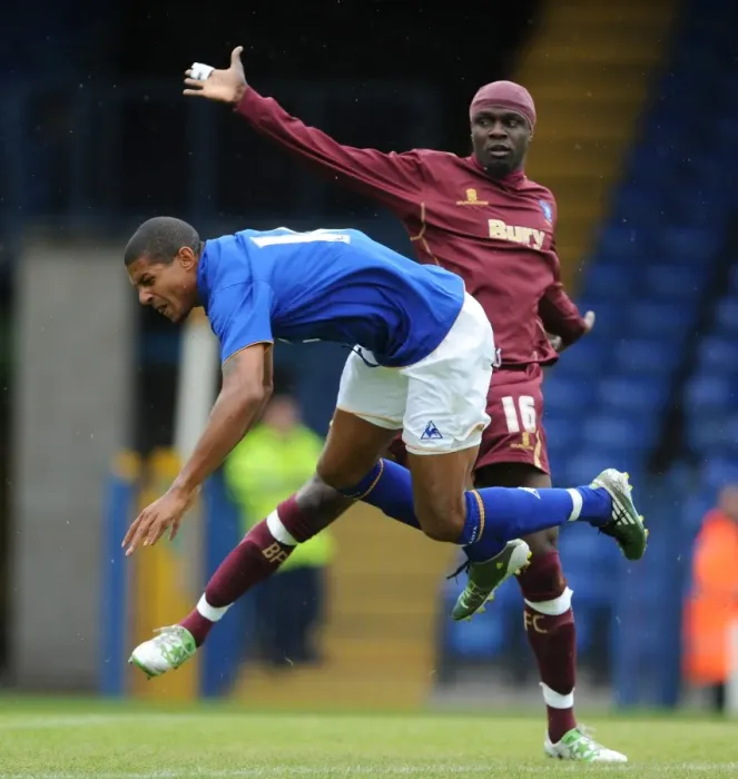 Framed Print : Clash at Gigg Lane: Sodje vs. Beckford - Everton's Pre-Season Battle Framed Print : Clash at Gigg Lane: Sodje vs. Beckford - Everton's Pre-Season Battle