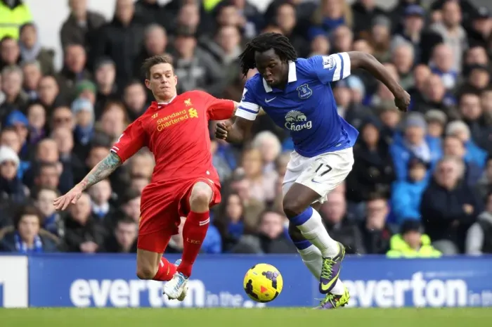 Framed Print : Clash at Goodison Park: Agger vs. Lukaku - Everton vs. Liverpool's Thrilling 3-3 Battle Framed Print : Clash at Goodison Park: Agger vs. Lukaku - Everton vs. Liverpool's Thrilling 3-3 Battle