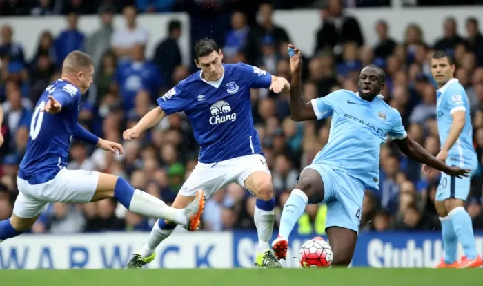 Framed Print : Clash at Goodison Park: A Battle between Yaya Toure and Gareth Barry Framed Print : Clash at Goodison Park: A Battle between Yaya Toure and Gareth Barry