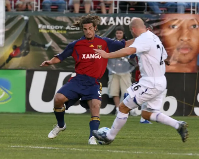 Framed Print : Clash of the Midfield Titans: Beckerman vs. Carsley - Real Salt Lake vs. Everton, 2007 Framed Print : Clash of the Midfield Titans: Beckerman vs. Carsley - Real Salt Lake vs. Everton, 2007