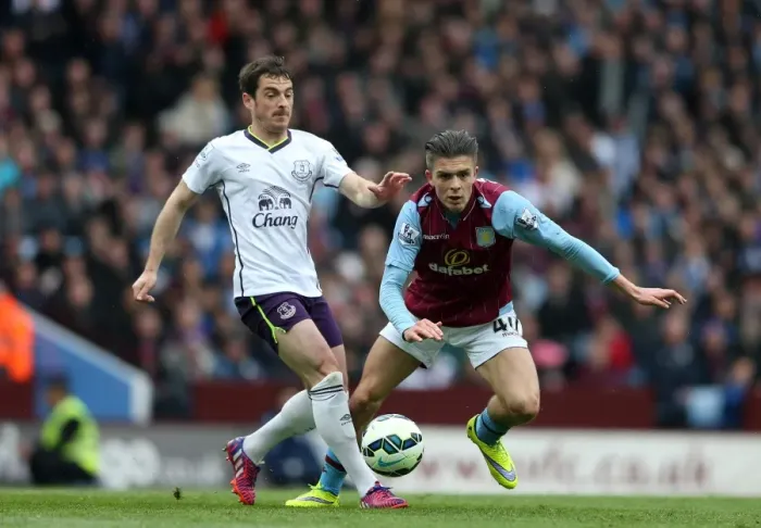 Framed Print : Clash of Talents: Jack Grealish (Aston Villa) vs. Leighton Baines (Everton) - Premier League Showdown Framed Print : Clash of Talents: Jack Grealish (Aston Villa) vs. Leighton Baines (Everton) - Premier League Showdown