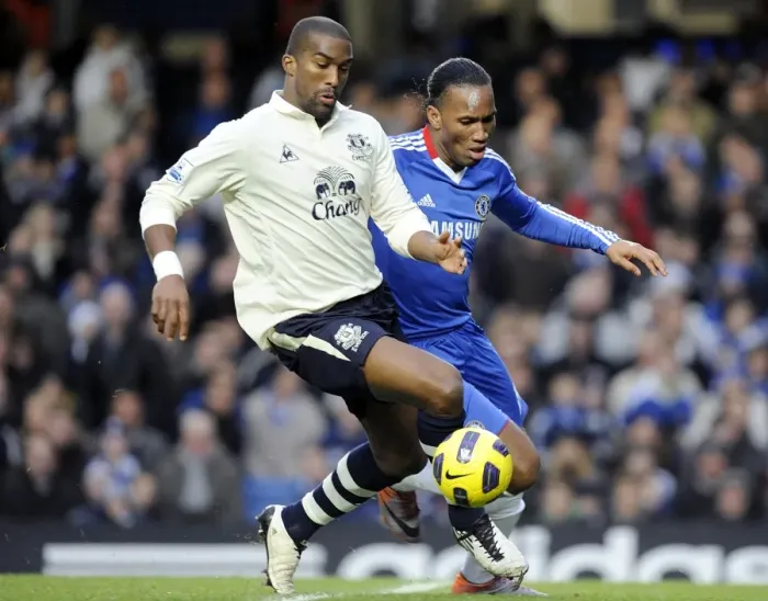 Framed Print : Clash of Titans: Distin vs. Drogba - Everton vs. Chelsea, Premier League Showdown (4 December 2010, Stamford Bridge)