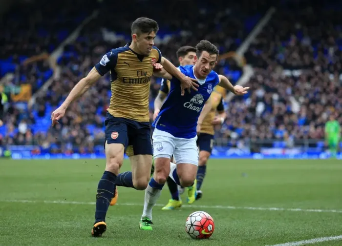 Framed Print : Clash of Titans: Paulista vs. Baines at Goodison Park - Everton vs. Arsenal, Premier League Framed Print : Clash of Titans: Paulista vs. Baines at Goodison Park - Everton vs. Arsenal, Premier League