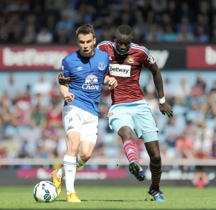 Framed Print : Clash at Upton Park: A Premier League Battle between Kouyate and Coleman - Everton vs. West Ham United Framed Print : Clash at Upton Park: A Premier League Battle between Kouyate and Coleman - Everton vs. West Ham United