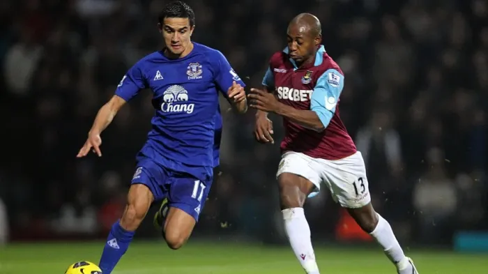 Framed Print : Clash at Upton Park: Tim Cahill vs Luis Boa Morte - Everton vs West Ham United, Premier League Showdown (26 December 2010) Framed Print : Clash at Upton Park: Tim Cahill vs Luis Boa Morte - Everton vs West Ham United, Premier League Showdown (26 December 2010)