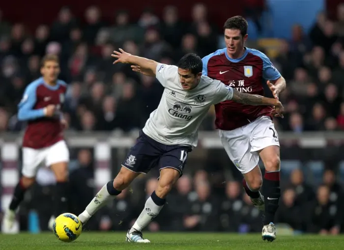 Framed Print : Clash at Villa Park: Tim Cahill vs. Ciaran Clark - Everton vs. Aston Villa, Premier League (2012)