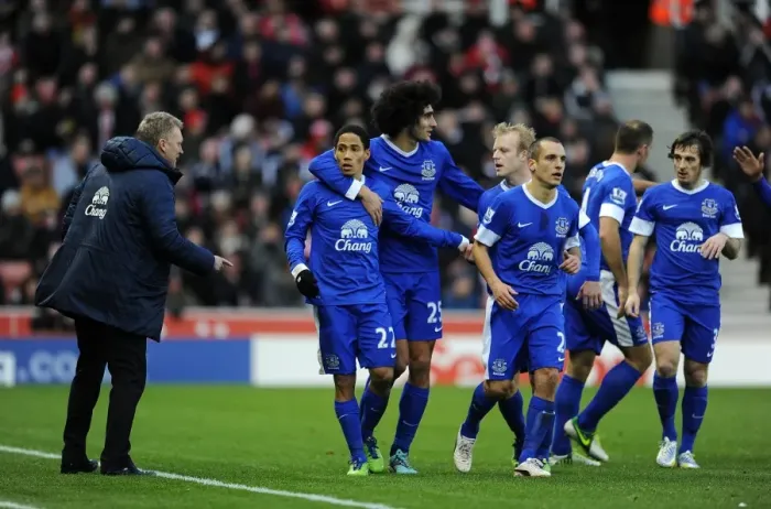 Framed Print : David Moyes and Everton Players Celebrate 1-0 Lead Over Stoke City: Own Goal by Ryan Shawcross (15-12-2012) Framed Print : David Moyes and Everton Players Celebrate 1-0 Lead Over Stoke City: Own Goal by Ryan Shawcross (15-12-2012)