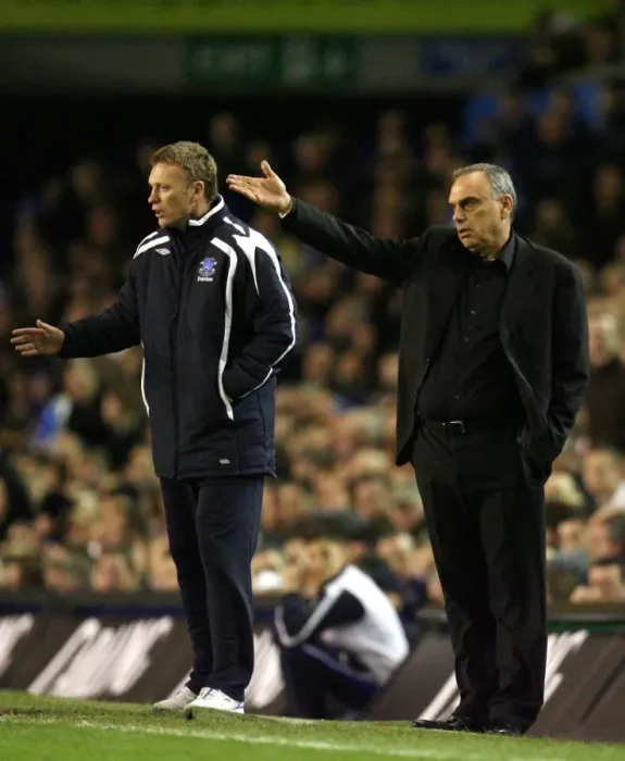 Framed Print : David Moyes vs Avram Grant: Everton vs Chelsea Carling Cup Semi-Final Showdown, 2008 - Goodison Park