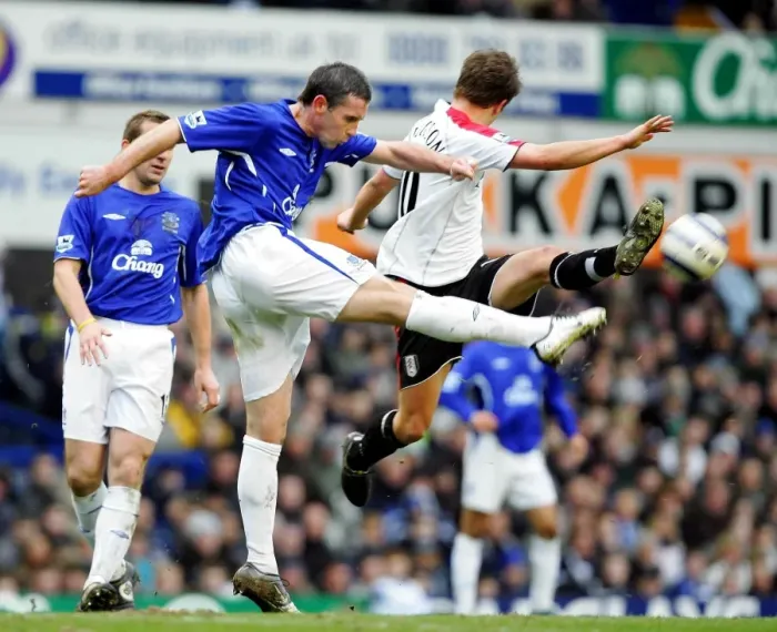 Framed Print : David Weir vs. Brian McBride: A Football Rivalry - Everton vs. Fulham