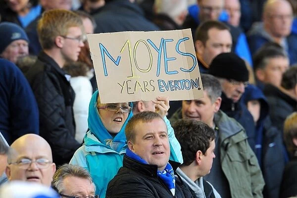 Decade of Leadership: Everton Fan Honors David Moyes with Banner at Goodison Park (BPL 10 March 2012 vs. Tottenham Hotspur)