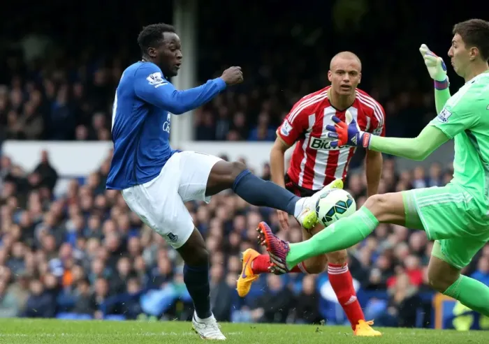 Framed Print : Denied Glory: Lukaku vs. Pantilimon - Everton's Heartbreaking Miss at Goodison Park Framed Print : Denied Glory: Lukaku vs. Pantilimon - Everton's Heartbreaking Miss at Goodison Park