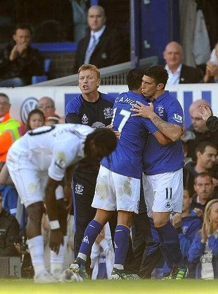 Denis Stracqualursi Replaces Tim Cahill: Everton FC's Substitution during Everton vs Wigan Athletic, Barclays Premier League (September 17, 2011)