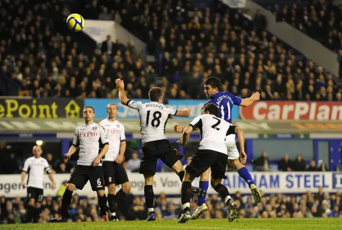 Framed Print : Denis Stracqualursi Scores First Goal: Everton's FA Cup Victory Over Fulham at Goodison Park (27 January 2012) Framed Print : Denis Stracqualursi Scores First Goal: Everton's FA Cup Victory Over Fulham at Goodison Park (27 January 2012)