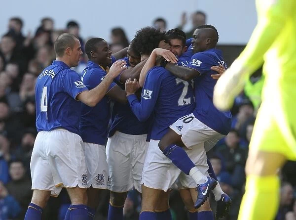 Denis Stracqualursi Scores the Second Goal: Everton FC's FA Cup Victory over Blackpool at Goodison Park