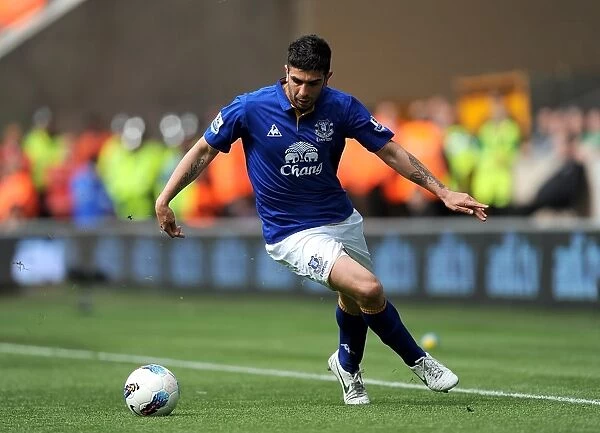 Denis Stracqualursi Scores the Winning Goal for Everton against Wolverhampton Wanderers at Molineux Stadium (06 May 2012)