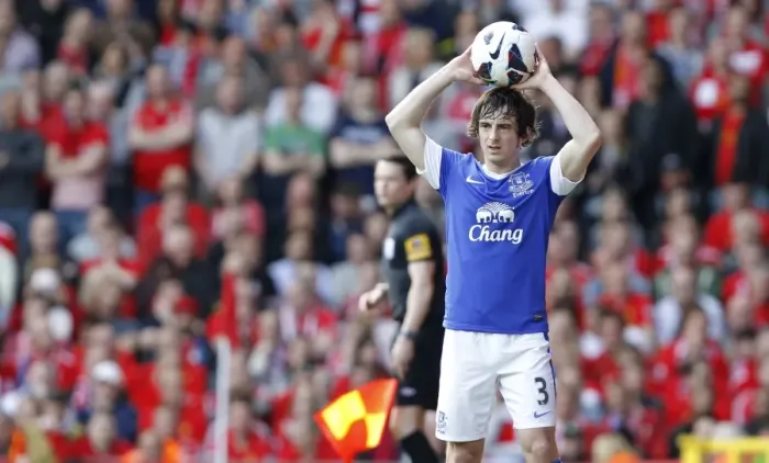 Framed Print : Derby Showdown: Liverpool vs. Everton - A Scoreless Battle at Anfield (05-05-2013): Leighton Baines Determined Performance Framed Print : Derby Showdown: Liverpool vs. Everton - A Scoreless Battle at Anfield (05-05-2013): Leighton Baines Determined Performance