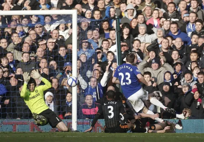 Framed Print : Determined Clash: Seamus Coleman's Thwarted Shot vs. Petr Cech (FA Cup Fourth Round, 2011) Framed Print : Determined Clash: Seamus Coleman's Thwarted Shot vs. Petr Cech (FA Cup Fourth Round, 2011)