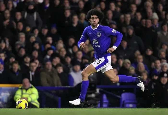 Framed Print : Determined Marouane Fellaini: Everton's Unyielding Performance Against Arsenal in the 1-1 Barclays Premier League Stalemate at Goodison Park (November 28, 2012) Framed Print : Determined Marouane Fellaini: Everton's Unyielding Performance Against Arsenal in the 1-1 Barclays Premier League Stalemate at Goodison Park (November 28, 2012)