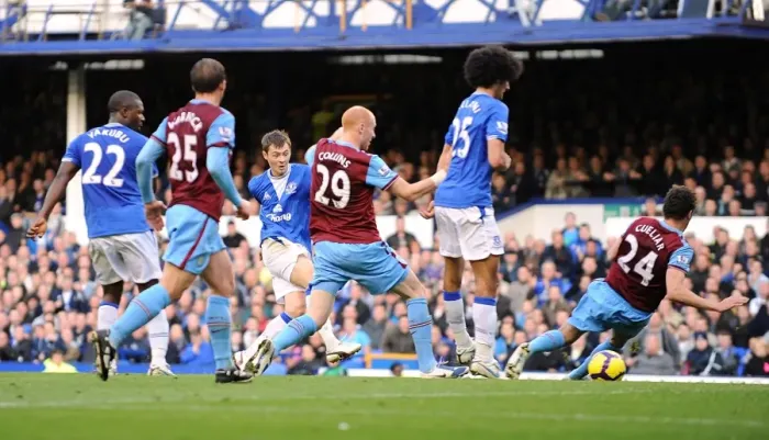 Framed Print : Diniyar Bilyaletdinov Scores the First Goal: Everton vs. Aston Villa, Barclays Premier League, Goodison Park Framed Print : Diniyar Bilyaletdinov Scores the First Goal: Everton vs. Aston Villa, Barclays Premier League, Goodison Park
