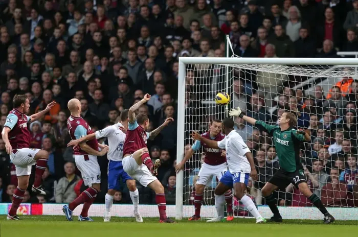 Framed Print : Disallowed Goal: Leon Osman's Controversial Effort for Everton vs. West Ham United (22-12-2012, Upton Park)