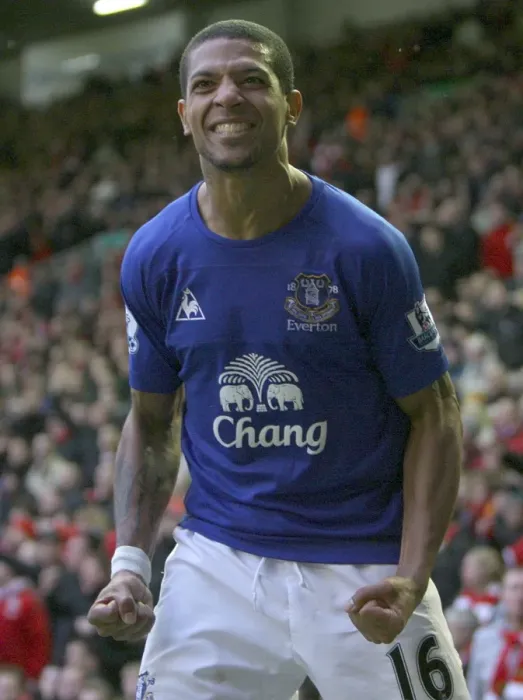 Framed Print : Double Trouble: Jermaine Beckford's Brace at Anfield - Everton's Premier League Victory (16 January 2011)