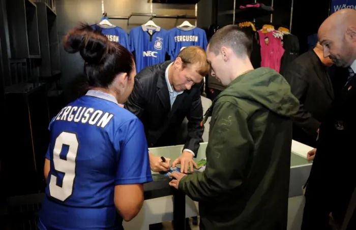 Framed Print : Duncan Ferguson: Everton Two Store DVD Signing - Everton's Premier League XI