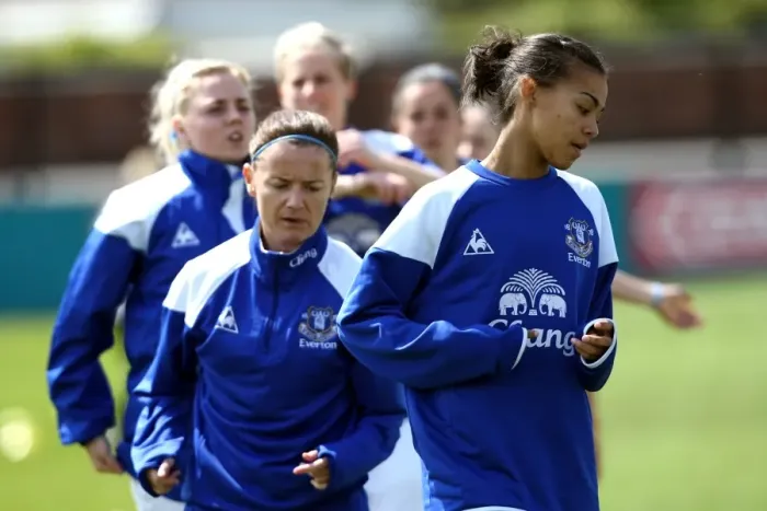 Framed Print : Easton and Whelan Prepare for Battle: Everton Ladies vs. Lincoln Ladies at Arriva Stadium Framed Print : Easton and Whelan Prepare for Battle: Everton Ladies vs. Lincoln Ladies at Arriva Stadium