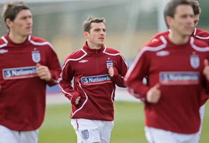 Framed Print : England Training: Leighton Baines of Everton in Action
