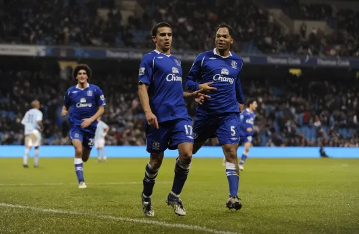 Framed Print : Euphoria Unleashed: Tim Cahill's Iconic Goal Celebration - Everton's Historic First Against Manchester City (08 / 09) Framed Print : Euphoria Unleashed: Tim Cahill's Iconic Goal Celebration - Everton's Historic First Against Manchester City (08 / 09)