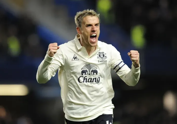 Framed Print : Euphoria Unleashed: Phil Neville's Unforgettable Reaction to Jermaine Beckford's Game-Changing Equalizer Against Chelsea (Dec 4, 2010)